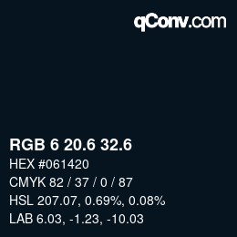 カラーコード: RGB 6 20.6 32.6 | qconv.com