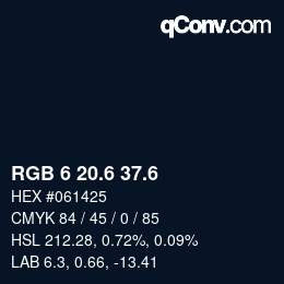 カラーコード: RGB 6 20.6 37.6 | qconv.com