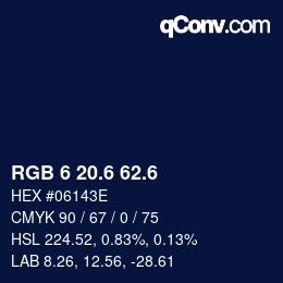 カラーコード: RGB 6 20.6 62.6 | qconv.com