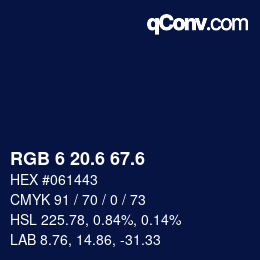 カラーコード: RGB 6 20.6 67.6 | qconv.com