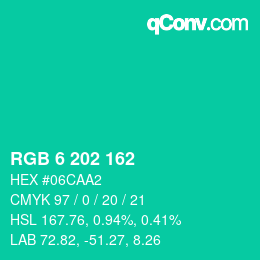 Color code: RGB 6 202 162 | qconv.com