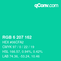 Farbcode: RGB 6 207 162 | qconv.com