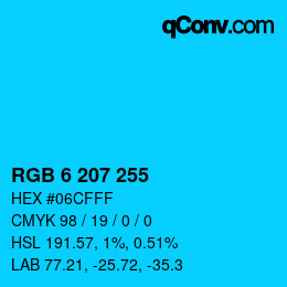 Color code: RGB 6 207 255 | qconv.com