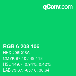Color code: RGB 6 208 106 | qconv.com