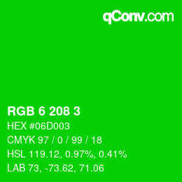 Color code: RGB 6 208 3 | qconv.com