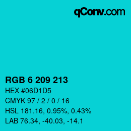 Color code: RGB 6 209 213 | qconv.com