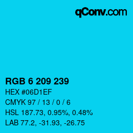 Color code: RGB 6 209 239 | qconv.com