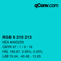 カラーコード: RGB 6 210 213 | qconv.com