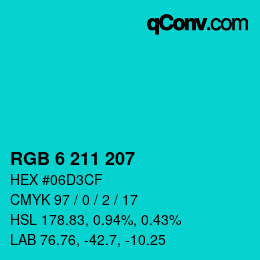 Color code: RGB 6 211 207 | qconv.com