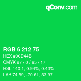 Color code: RGB 6 212 75 | qconv.com