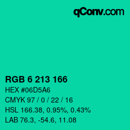 Color code: RGB 6 213 166 | qconv.com