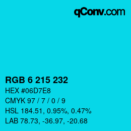 Color code: RGB 6 215 232 | qconv.com