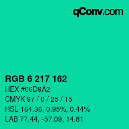 Color code: RGB 6 217 162 | qconv.com