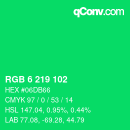 Color code: RGB 6 219 102 | qconv.com