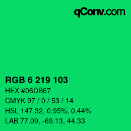 Color code: RGB 6 219 103 | qconv.com