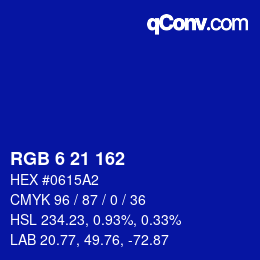 Color code: RGB 6 21 162 | qconv.com