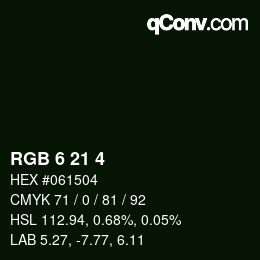 Color code: RGB 6 21 4 | qconv.com