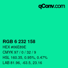 Color code: RGB 6 232 158 | qconv.com