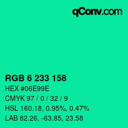 Color code: RGB 6 233 158 | qconv.com