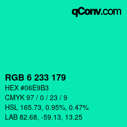 Color code: RGB 6 233 179 | qconv.com