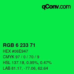 Color code: RGB 6 233 71 | qconv.com
