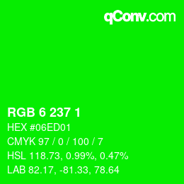 Color code: RGB 6 237 1 | qconv.com