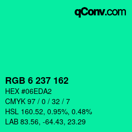 Color code: RGB 6 237 162 | qconv.com