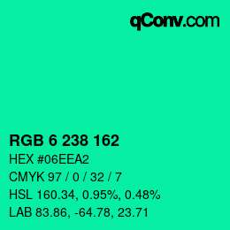 Color code: RGB 6 238 162 | qconv.com