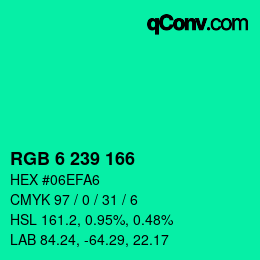 Color code: RGB 6 239 166 | qconv.com