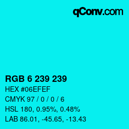 Color code: RGB 6 239 239 | qconv.com