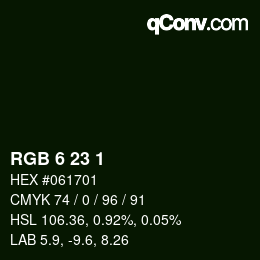 Color code: RGB 6 23 1 | qconv.com