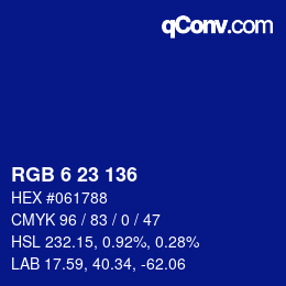 Color code: RGB 6 23 136 | qconv.com