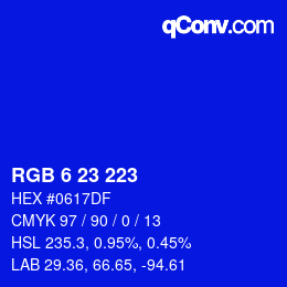 Color code: RGB 6 23 223 | qconv.com