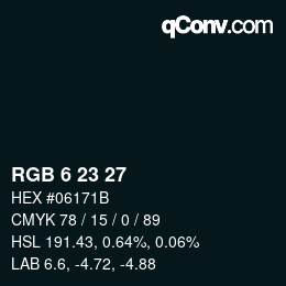カラーコード: RGB 6 23 27 | qconv.com