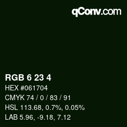 カラーコード: RGB 6 23 4 | qconv.com