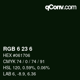 Color code: RGB 6 23 6 | qconv.com