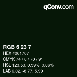Color code: RGB 6 23 7 | qconv.com