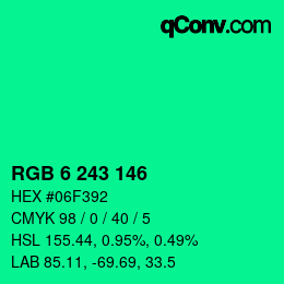 カラーコード: RGB 6 243 146 | qconv.com