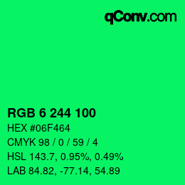 Color code: RGB 6 244 100 | qconv.com