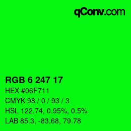 Color code: RGB 6 247 17 | qconv.com