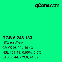 Color code: RGB 6 248 133 | qconv.com