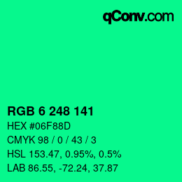 Color code: RGB 6 248 141 | qconv.com