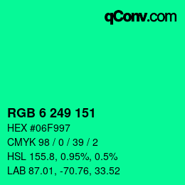 Color code: RGB 6 249 151 | qconv.com