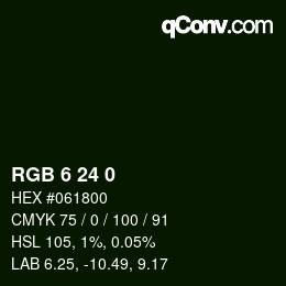 カラーコード: RGB 6 24 0 | qconv.com