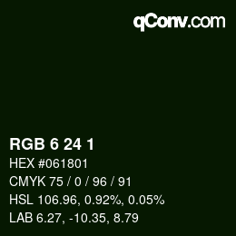颜色代码: RGB 6 24 1 | qconv.com