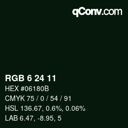 カラーコード: RGB 6 24 11 | qconv.com