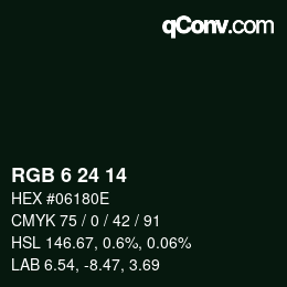 カラーコード: RGB 6 24 14 | qconv.com
