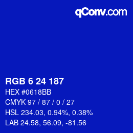 Color code: RGB 6 24 187 | qconv.com