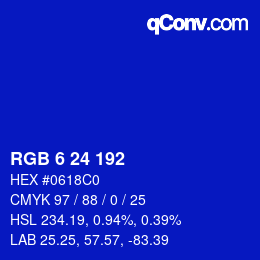 カラーコード: RGB 6 24 192 | qconv.com