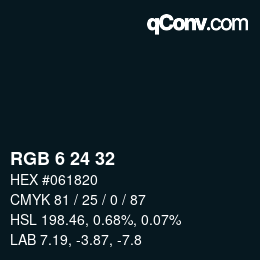 カラーコード: RGB 6 24 32 | qconv.com